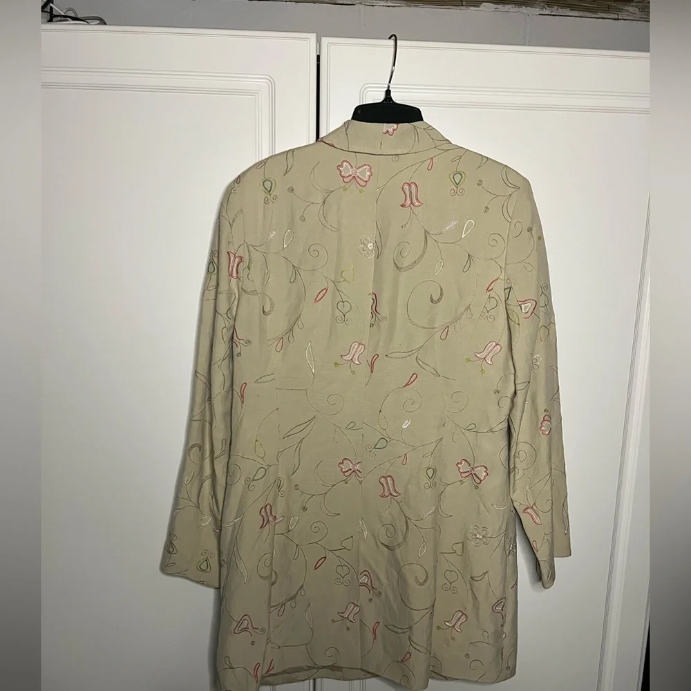 Grace Dane Lewis silk-linen embroidered blazer